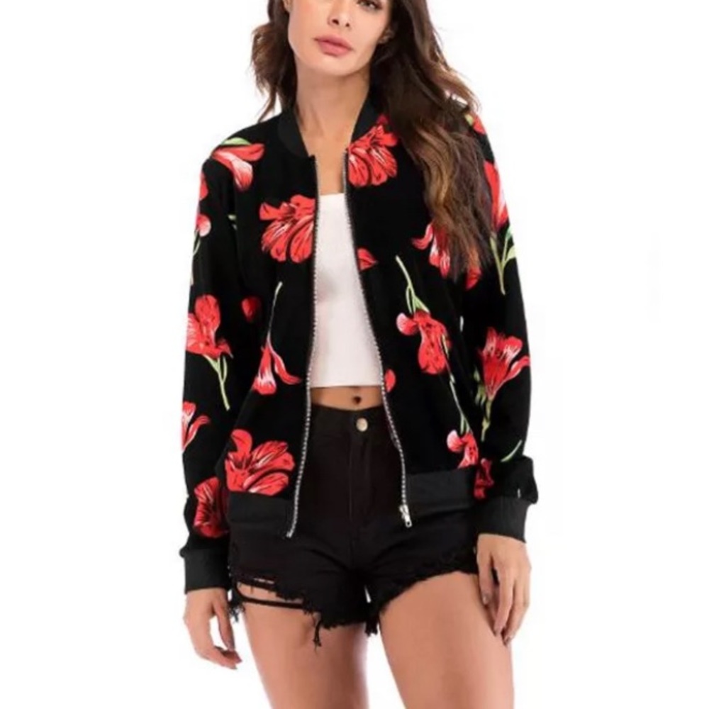 Guilty Couture Zippered Floral Jacket Size Medium